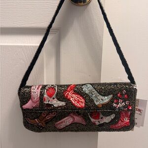 Embellished Western Boot beaded Clutch
